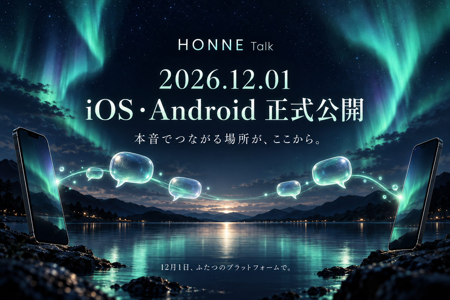 HONNE Talk 2026年12月1日、iOS・Androidで正式公開